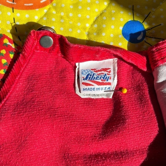 Vintage Toddler Liberty Overalls Red Corduroy w/ Brass Tone Hardware 12 Months - Picture 5 of 6